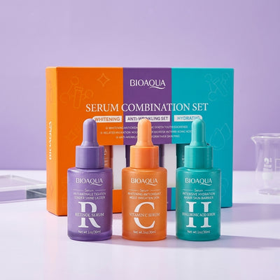 Kit x3 Sérums Bioaqua — Retinol, Vitamina C & Ácido Hialurónico